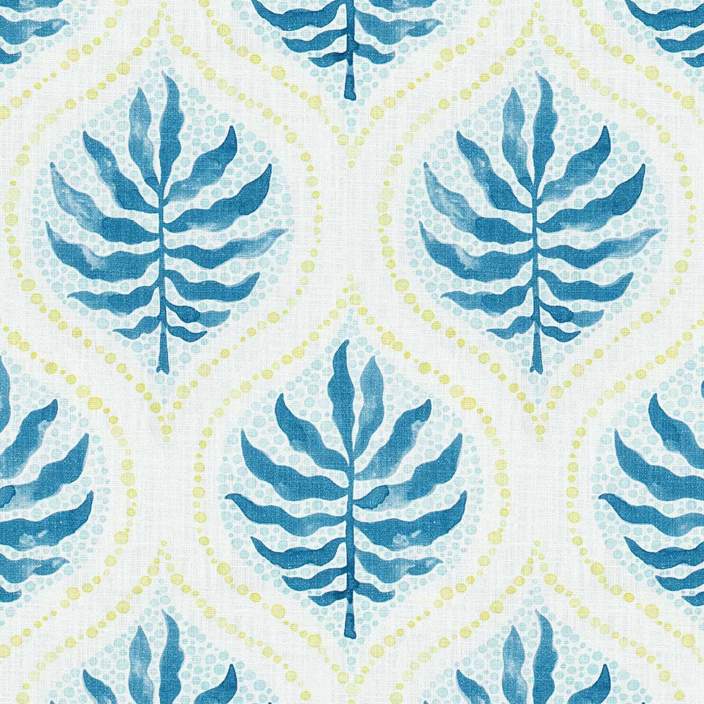 Round Tablecloth in Airlie Bluestone Blue and Lime Green Ogee Floral Watercolor