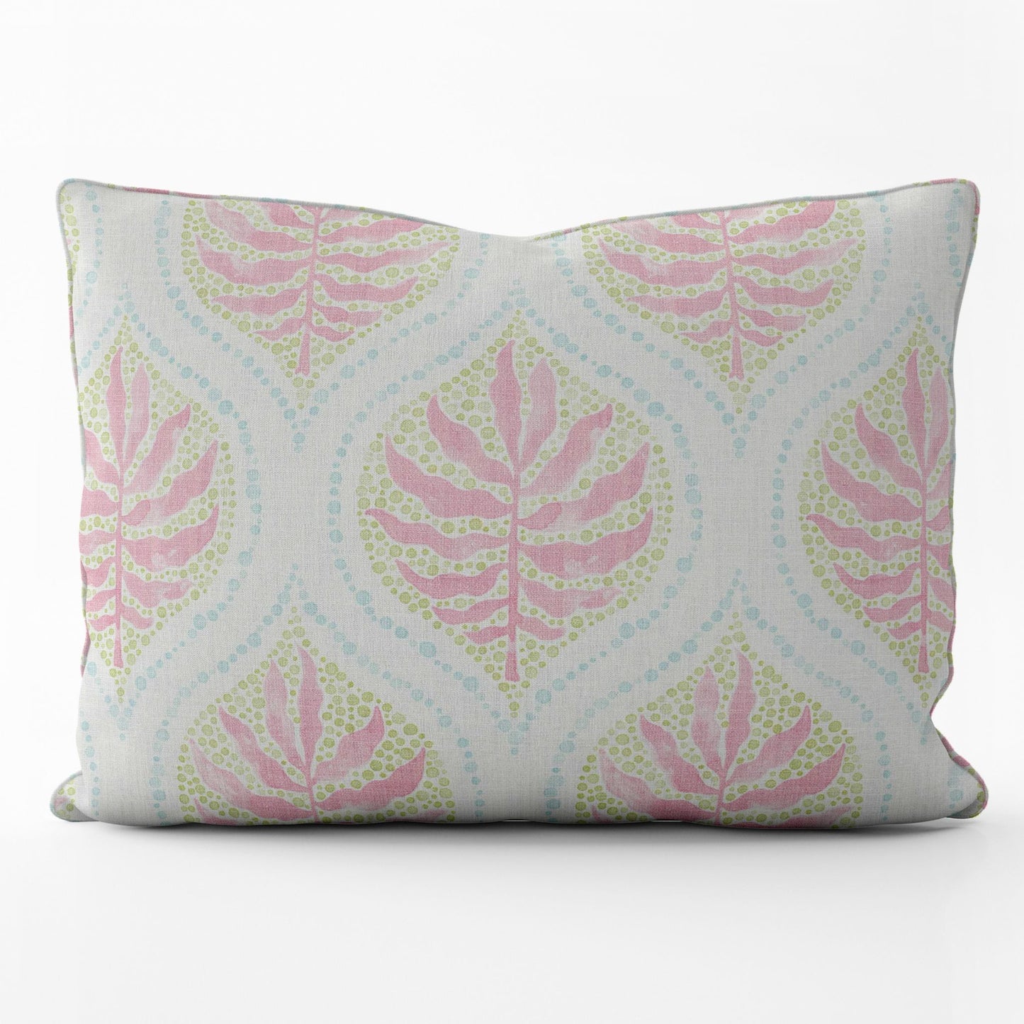 Decorative Pillows in Airlie Spring Green Ogee Floral Watercolor