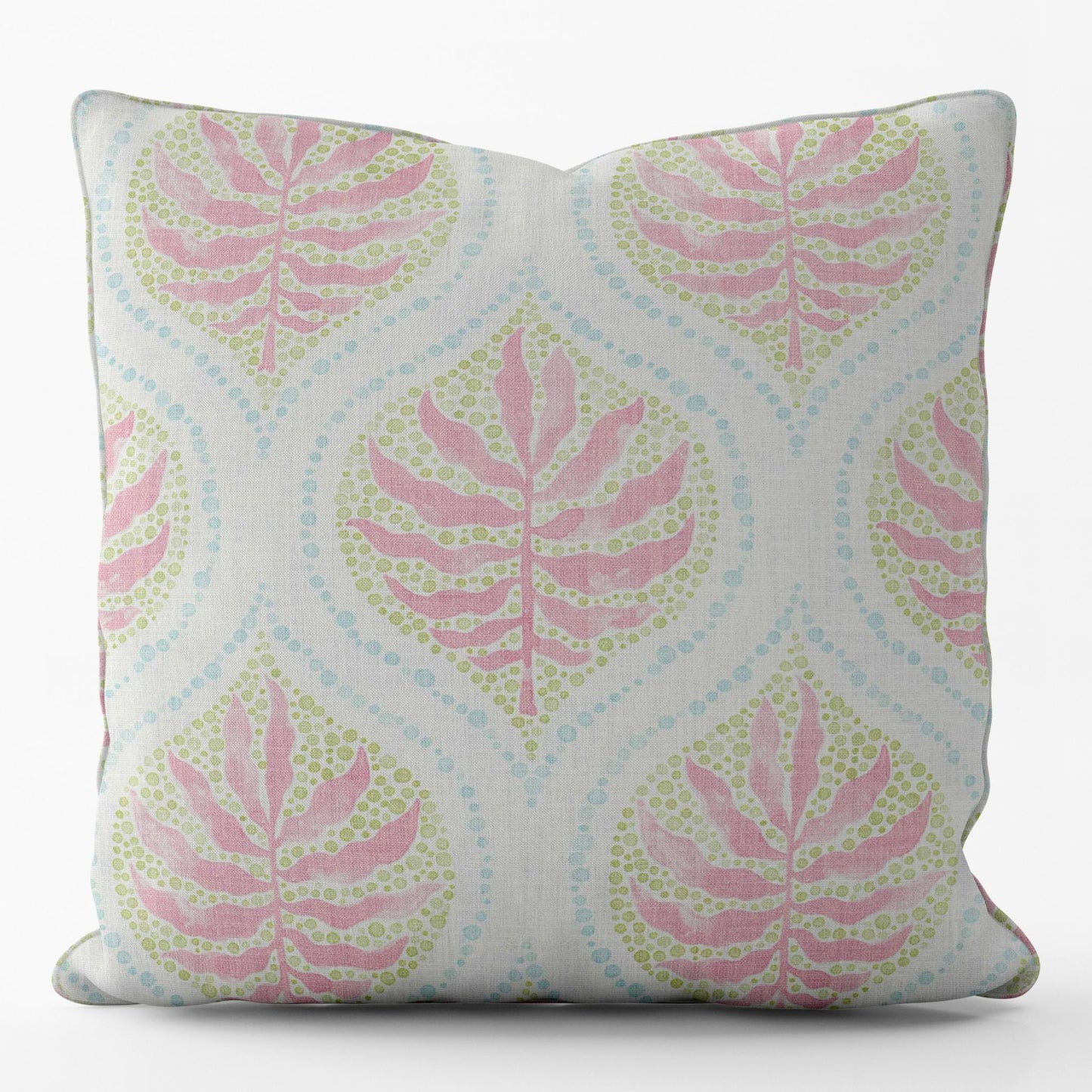 Decorative Pillows in Airlie Spring Green Ogee Floral Watercolor