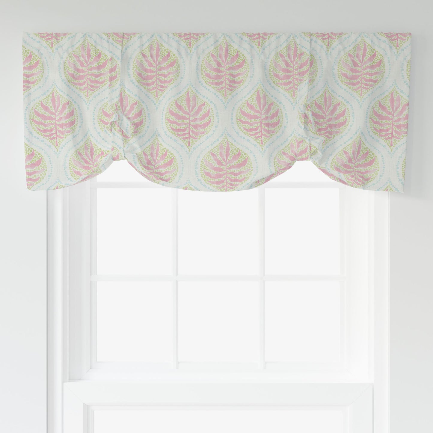 Tie-up Valance in Airlie Spring Green Ogee Floral Watercolor