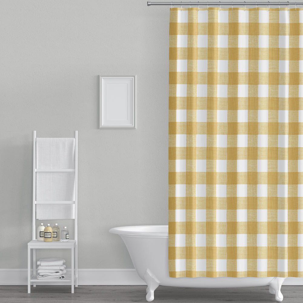 Stall (Narrow) Shower Curtain in Anderson Brazilian Yellow Buffalo Check Plaid