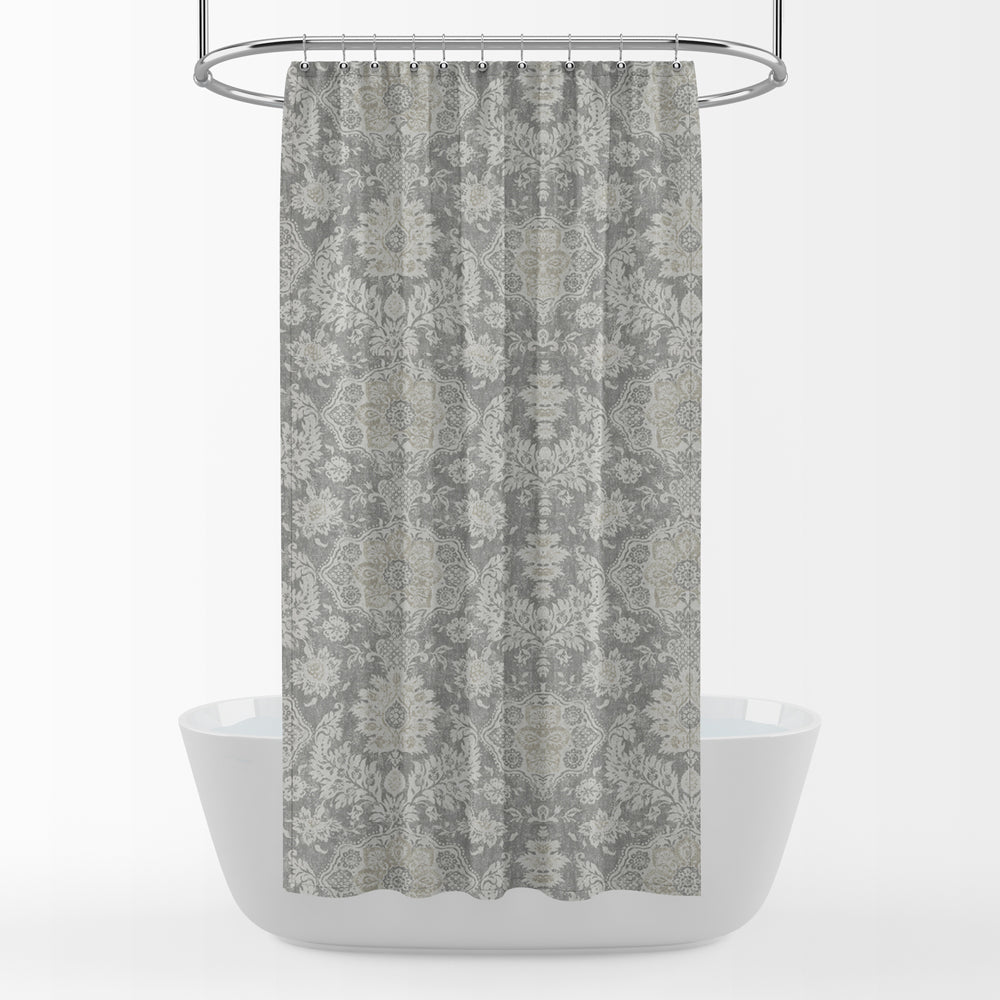 Stall (Narrow) Shower Curtain in Belmont Mist Pale Gray Floral Damask