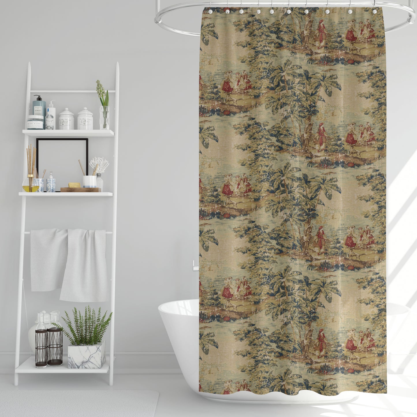 Shower Curtain in Bosporus Antique Red Toile