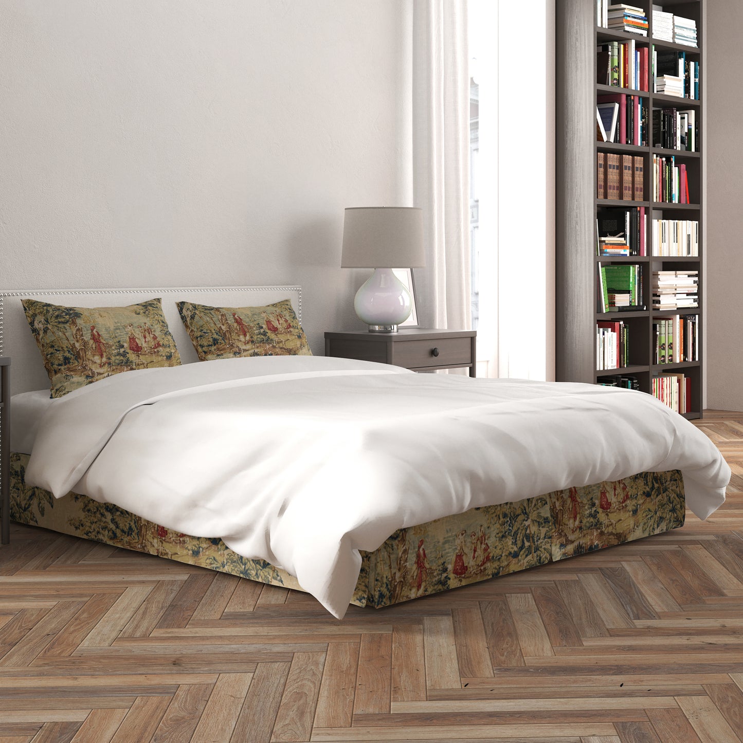 Tailored Bedskirt in Bosporus Antique Red Toile