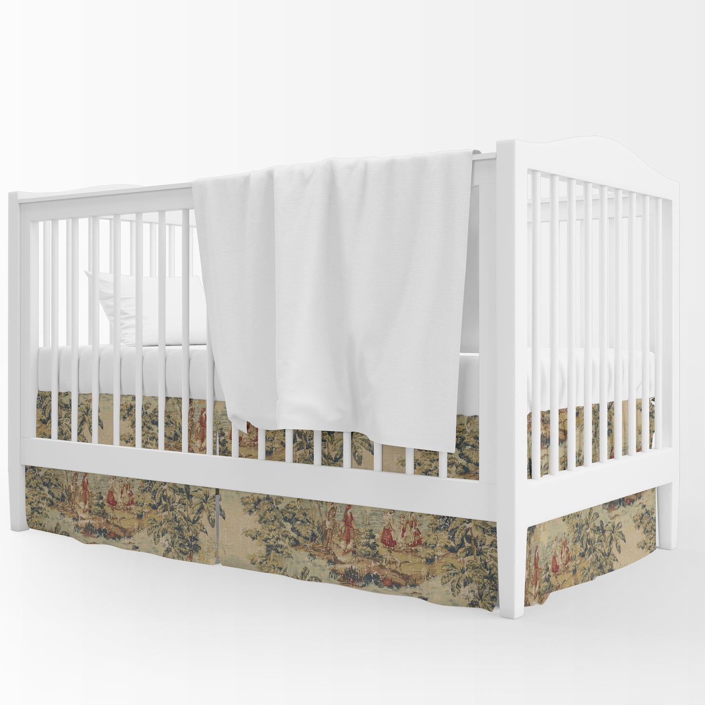 Tailored Crib Skirt in Bosporus Antique Red Toile