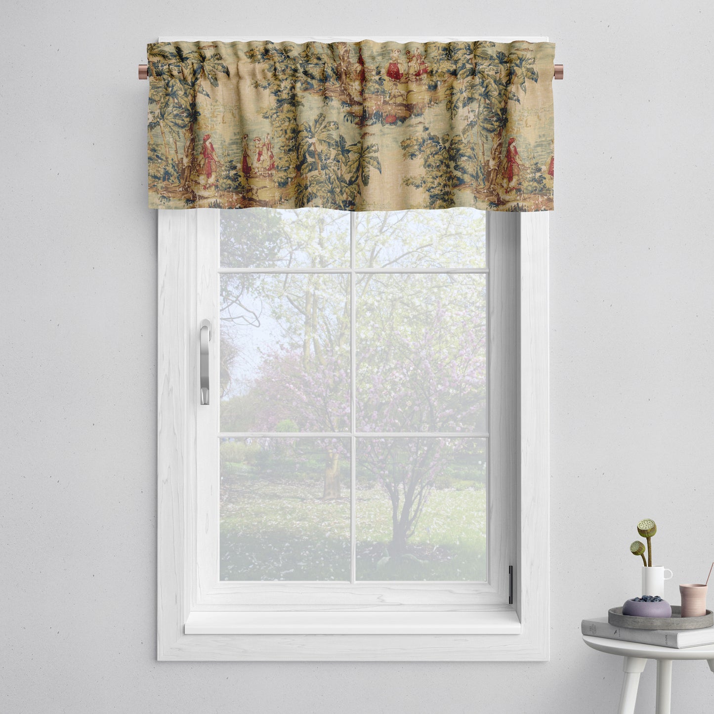 Tailored Valance in Bosporus Antique Red Toile