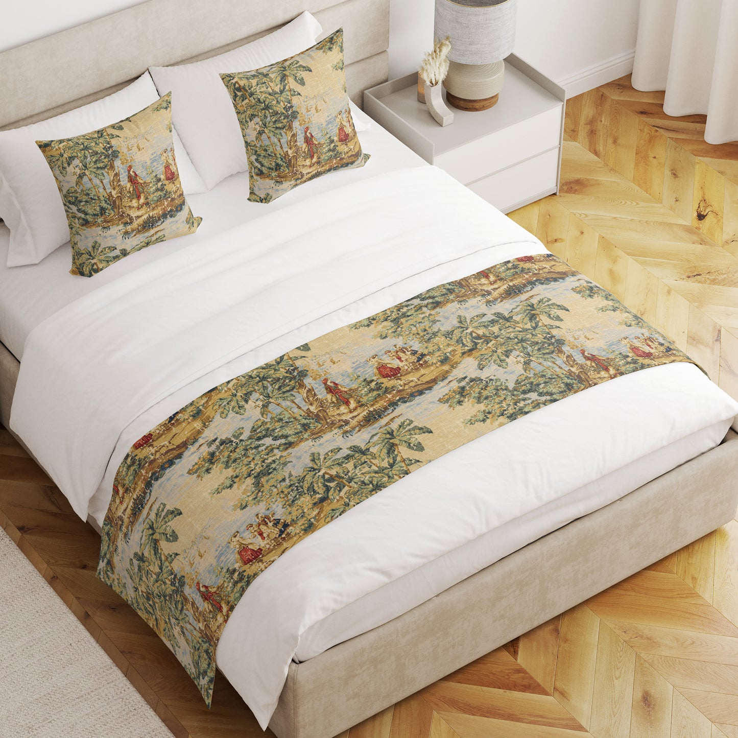 Bed Runner in Bosporus Billiard Renaissance Toile