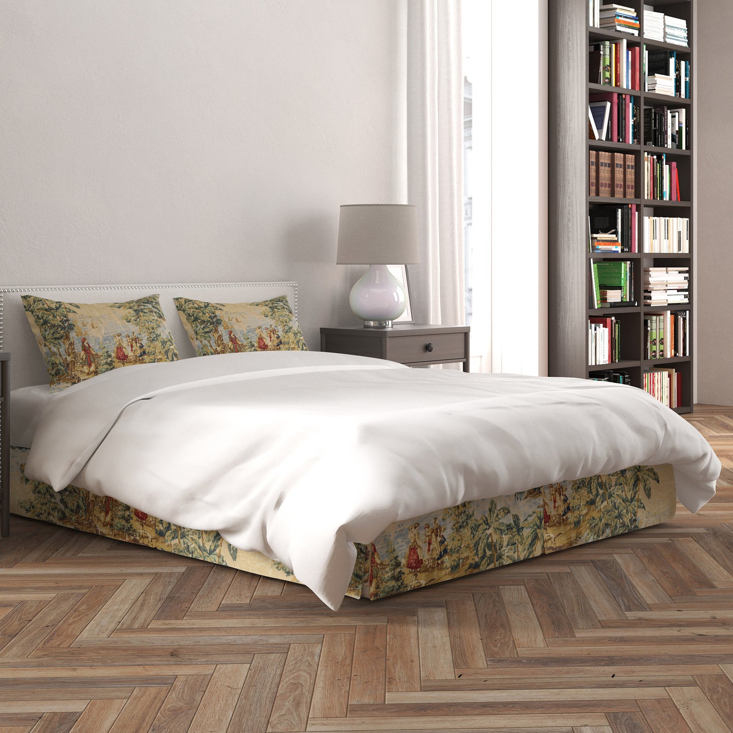 Tailored Bedskirt in Bosporus Billiard Renaissance Toile