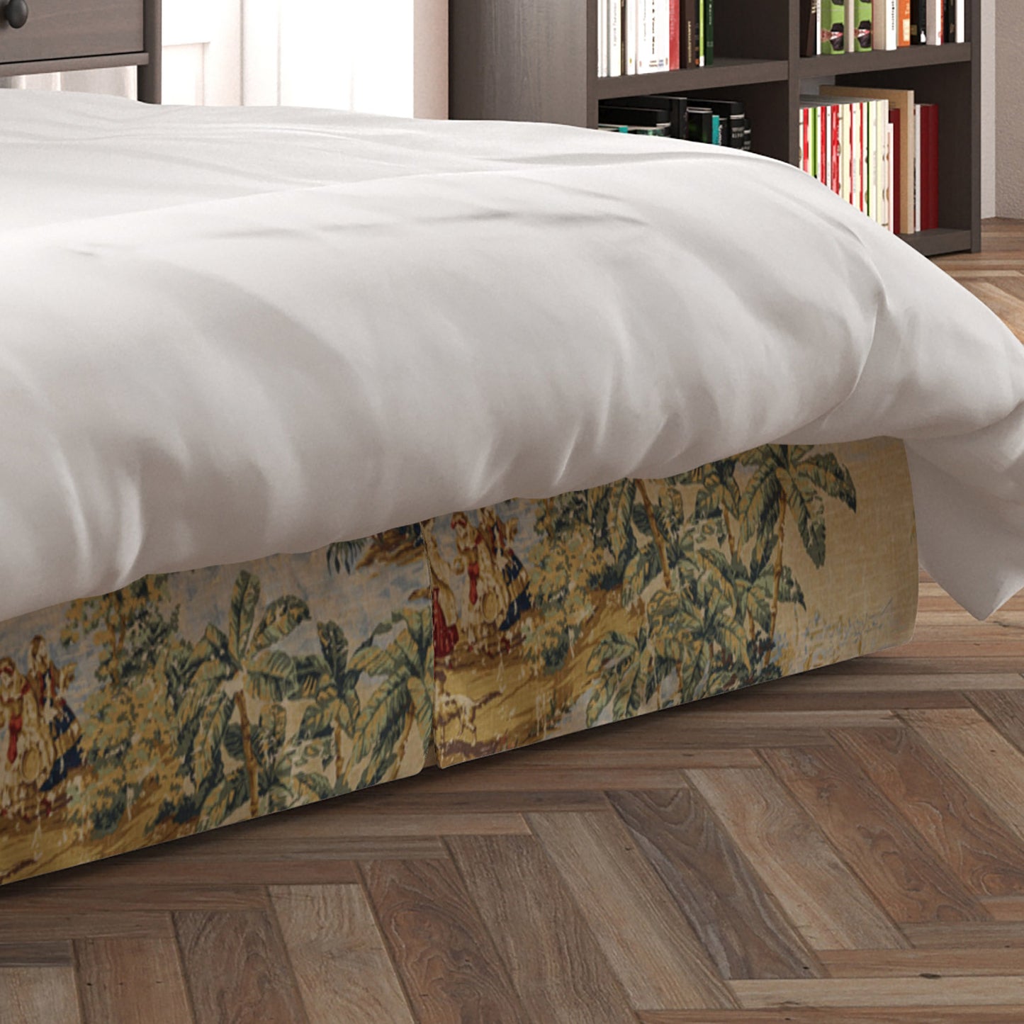 Tailored Bedskirt in Bosporus Billiard Renaissance Toile