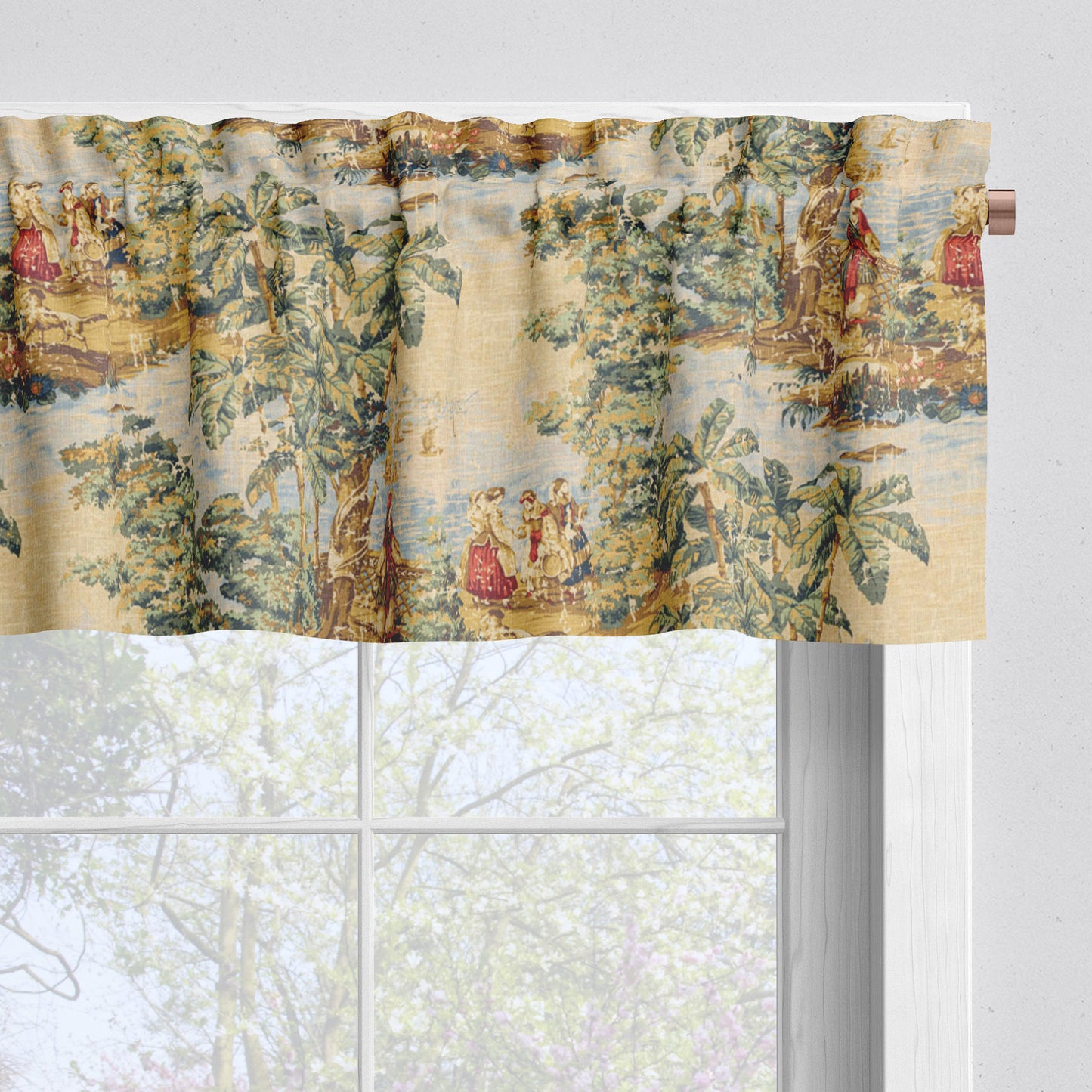 Tailored Valance in Bosporus Billiard Renaissance Toile