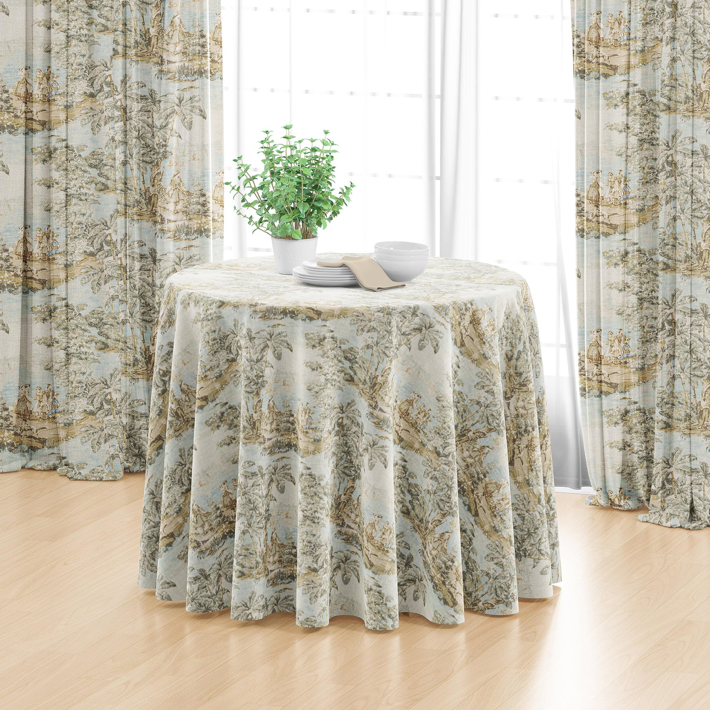 Round Tablecloth in Bosporus Flax Toile