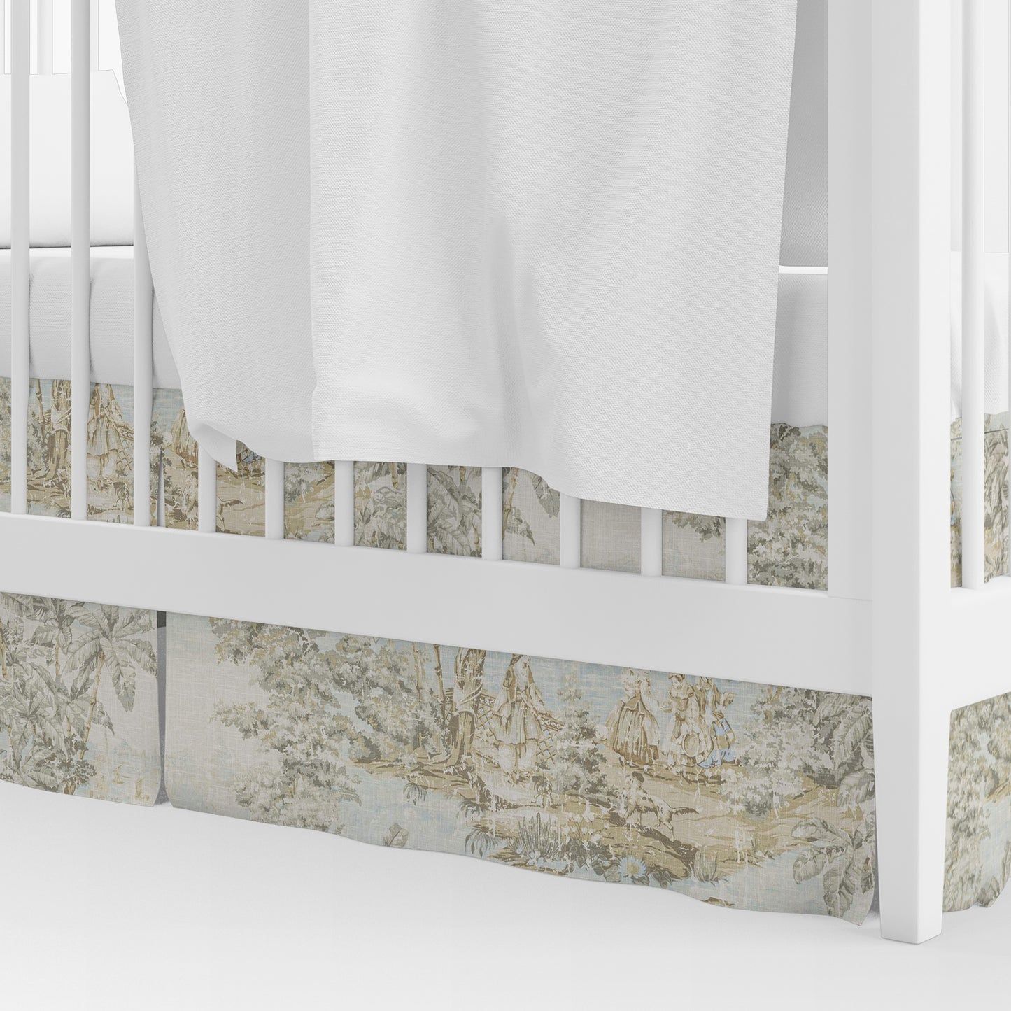 Tailored Crib Skirt in Bosporus Flax Toile