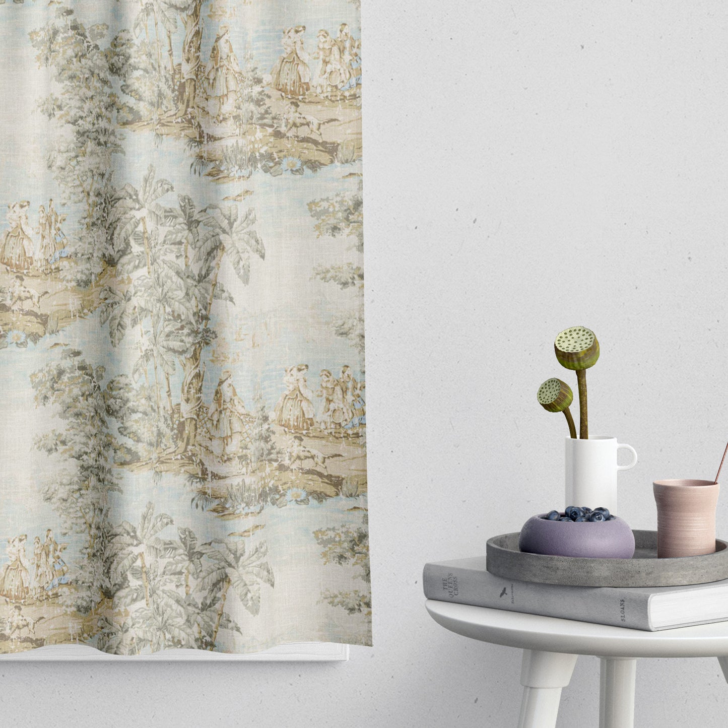 Tailored Tier Curtains in Bosporus Flax Toile