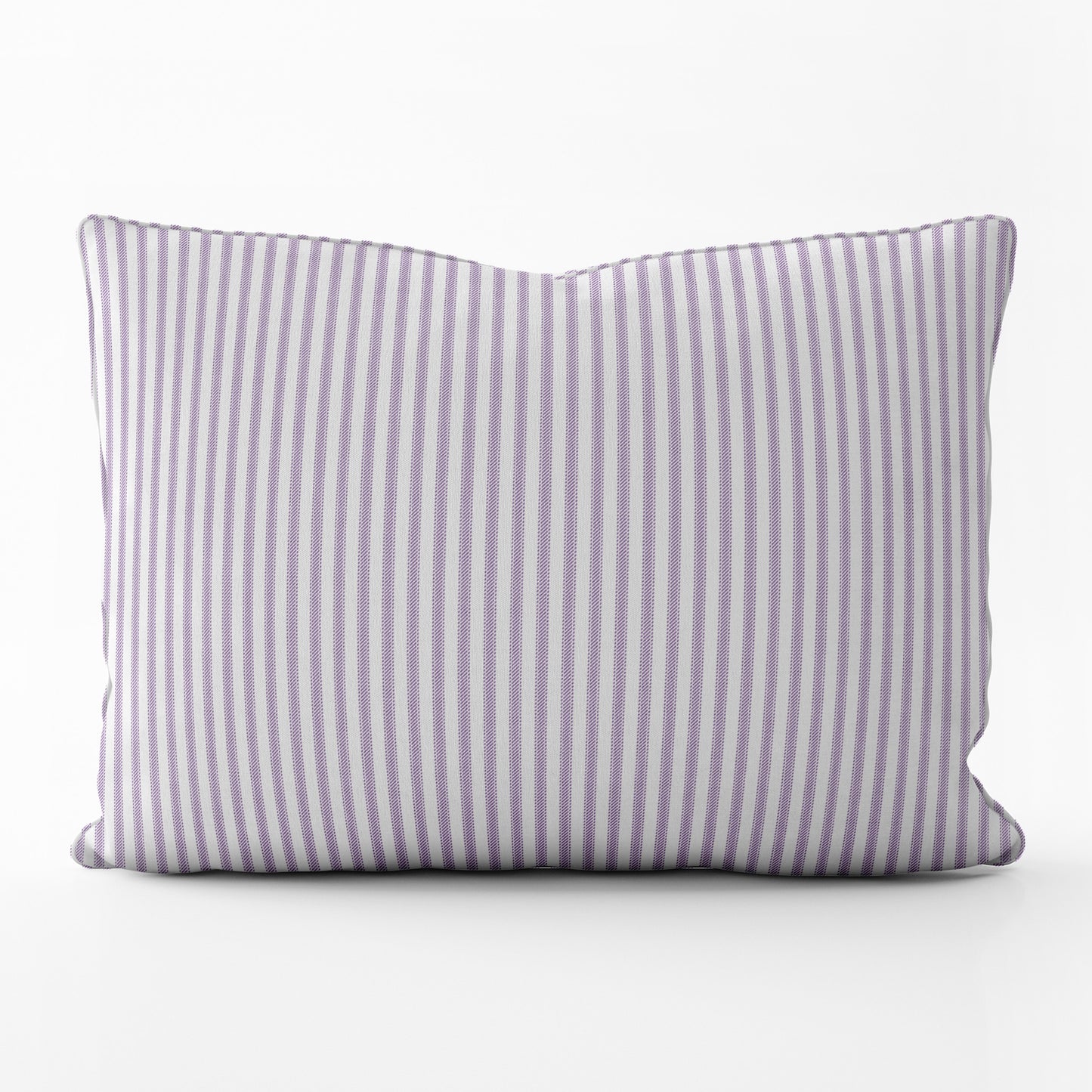 Decorative Pillows in Classic Orchid Lavender Ticking Stripe on White