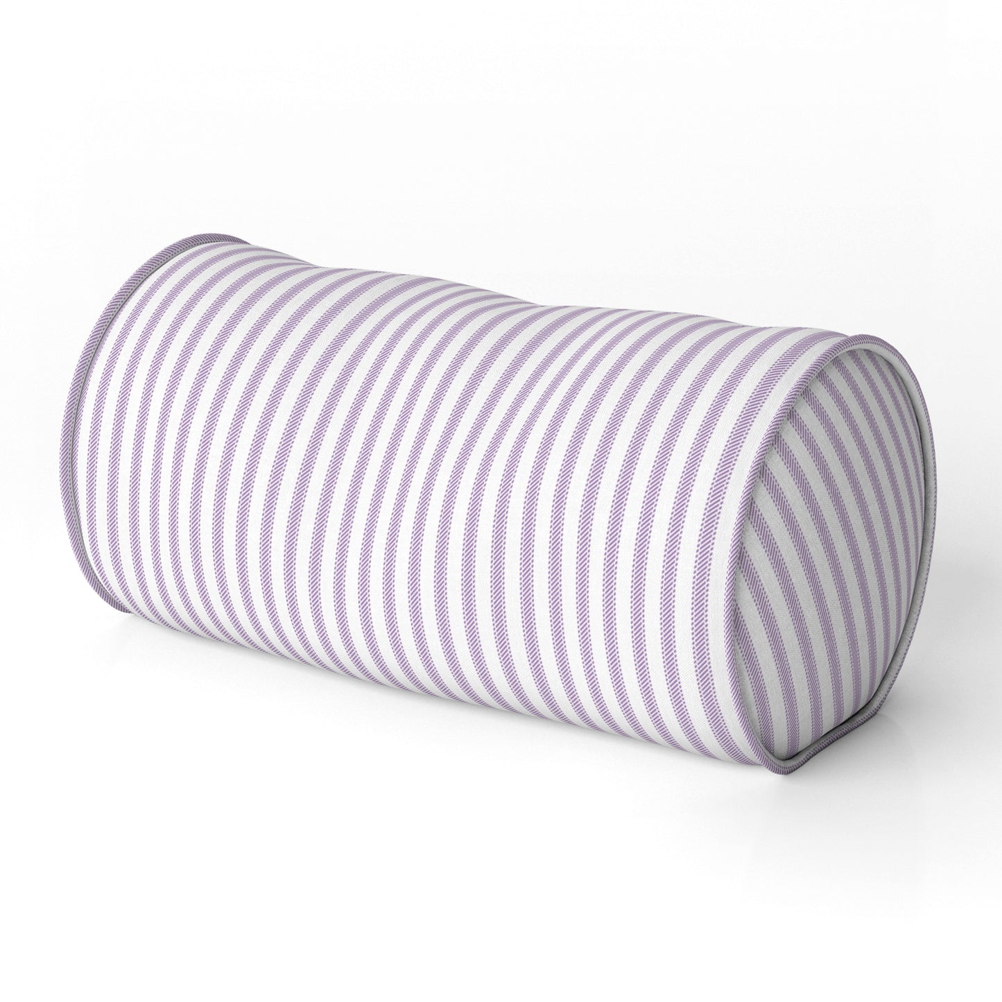 Decorative Pillows in Classic Orchid Lavender Ticking Stripe on White