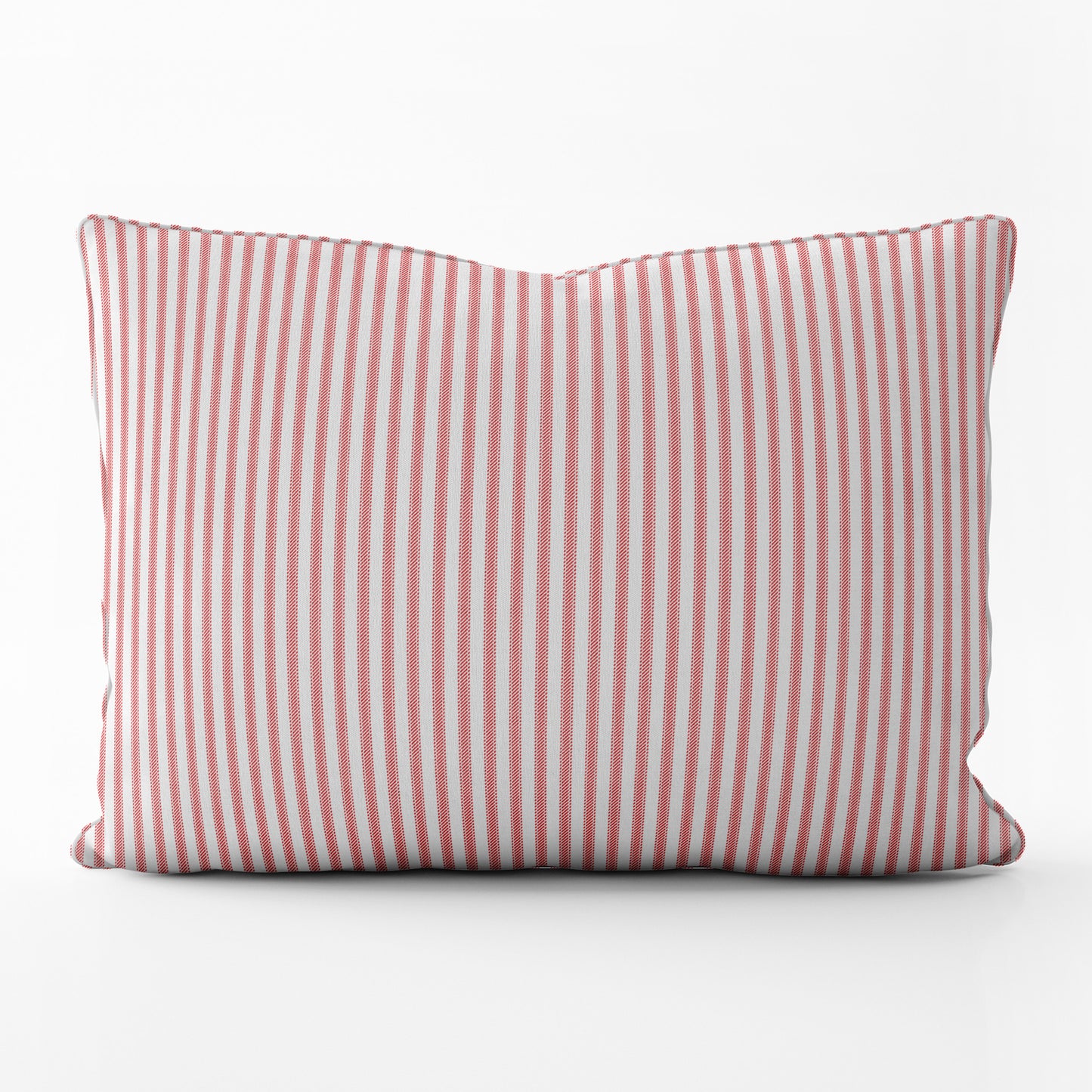Decorative Pillows in Classic Lipstick Red Ticking Stripe on White