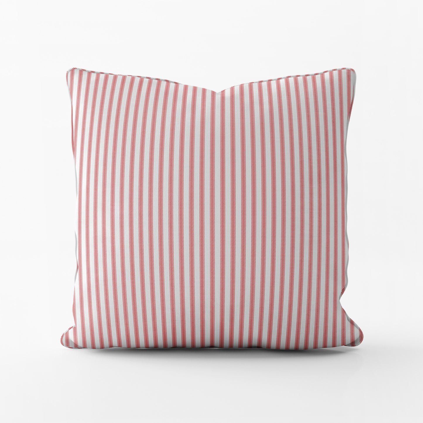 Decorative Pillows in Classic Lipstick Red Ticking Stripe on White