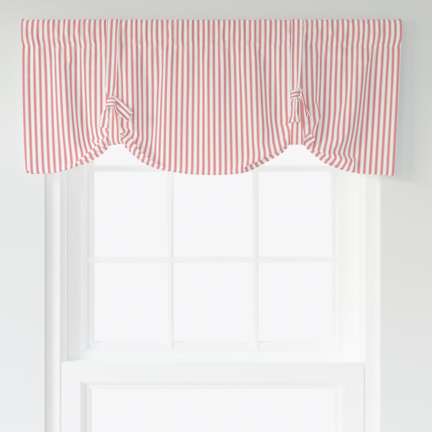 Tie-up Valance in Classic Lipstick Red Ticking Stripe on White