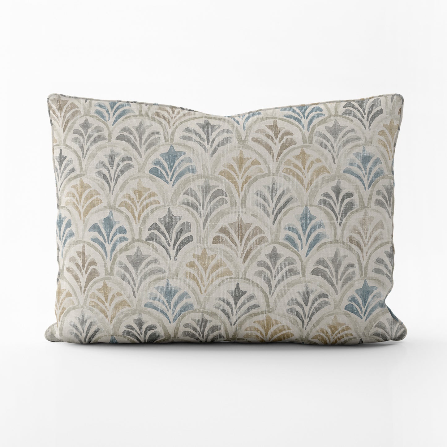 Decorative Pillows in Countess Harbor Blue Scallop Watercolor