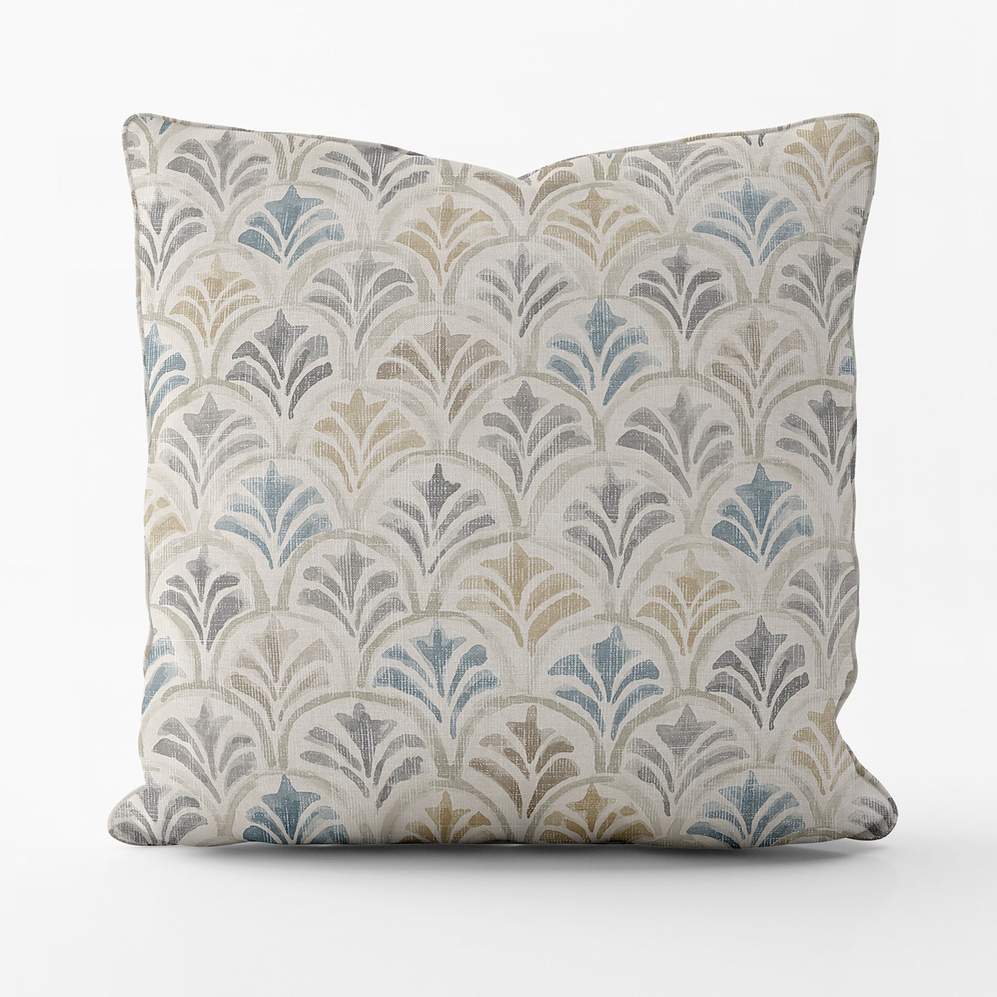 Decorative Pillows in Countess Harbor Blue Scallop Watercolor