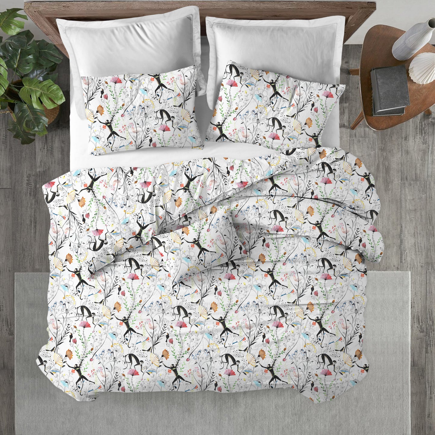 Duvet Cover in Entangled, a Monkey & Bird Watercolor Floral Jungle
