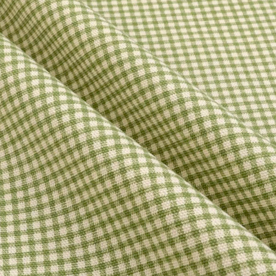 Back Tab Curtain Panels Pair in Madrid Jungle Green Gingham Check