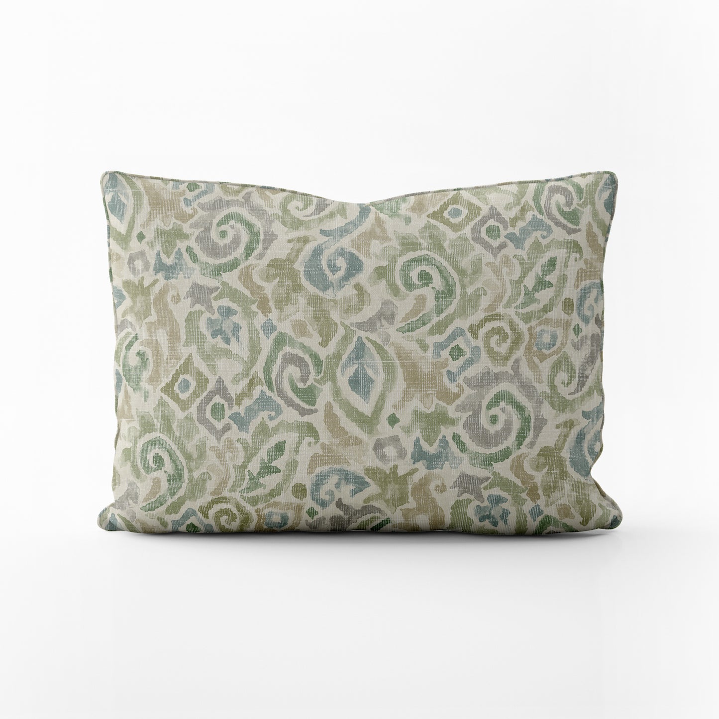 Decorative Pillows in Jester Bay Green Paisley Watercolor