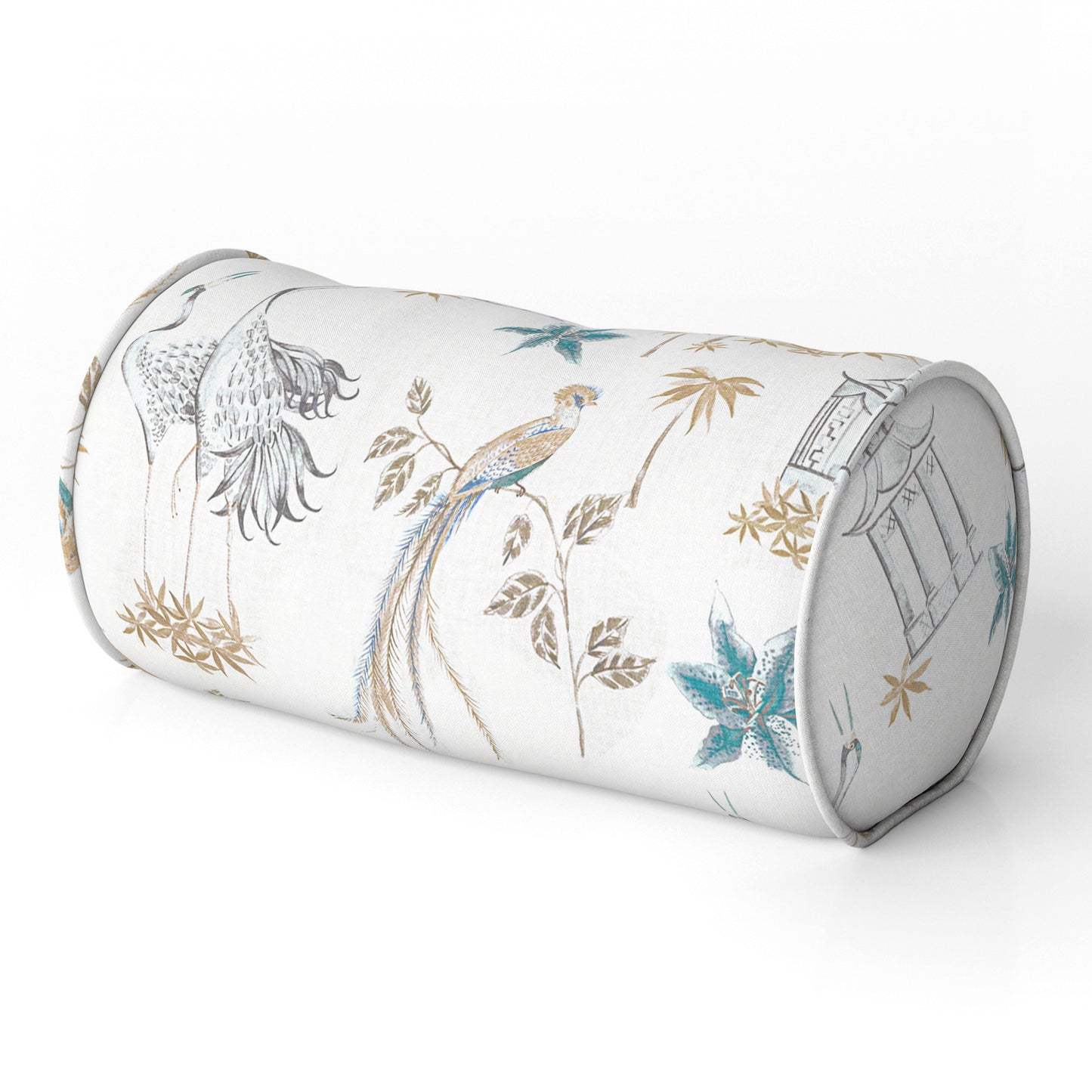 Decorative Pillows in Let It Crane Aegean Blue Oriental Toile, Multicolor Chinoiserie