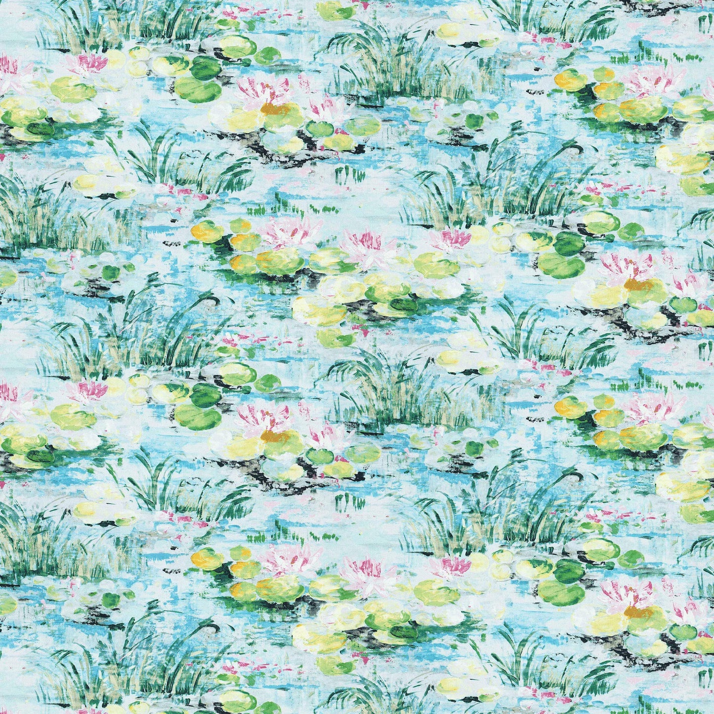 Tailored Bedskirt in Monet Dream Blue Water Lilies