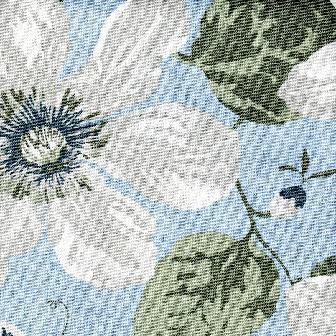 Stall (Narrow) Shower Curtain in Nelly Antique Blue Floral, Large Scale