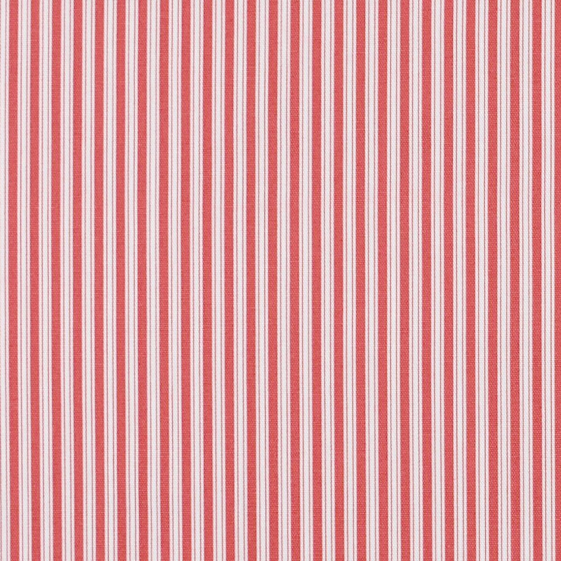 Back Tab Curtain Panels Pair in Polo Calypso Rose Red Stripe on Off-White