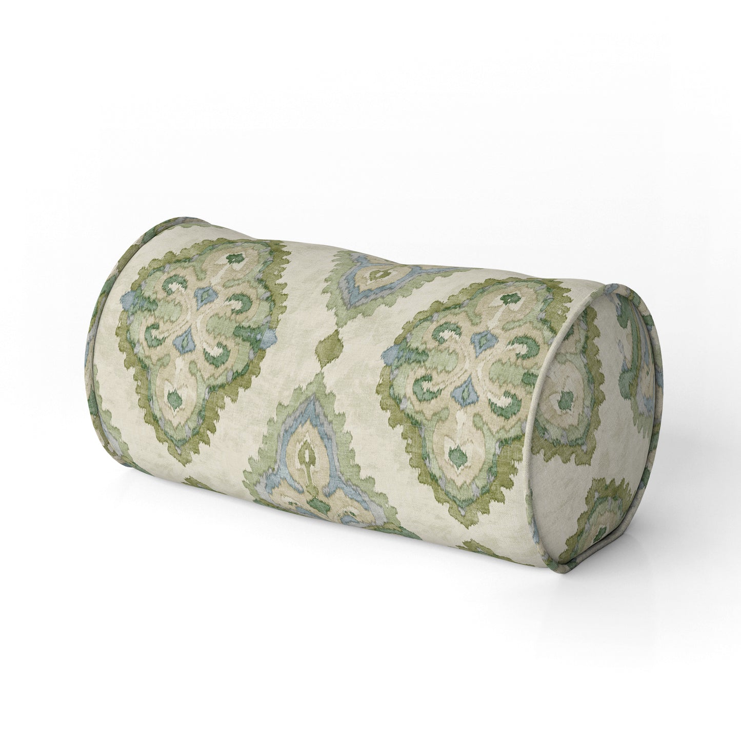 Decorative Pillows in Queen Bay Green, Blue Medallion Watercolor- Large Scale