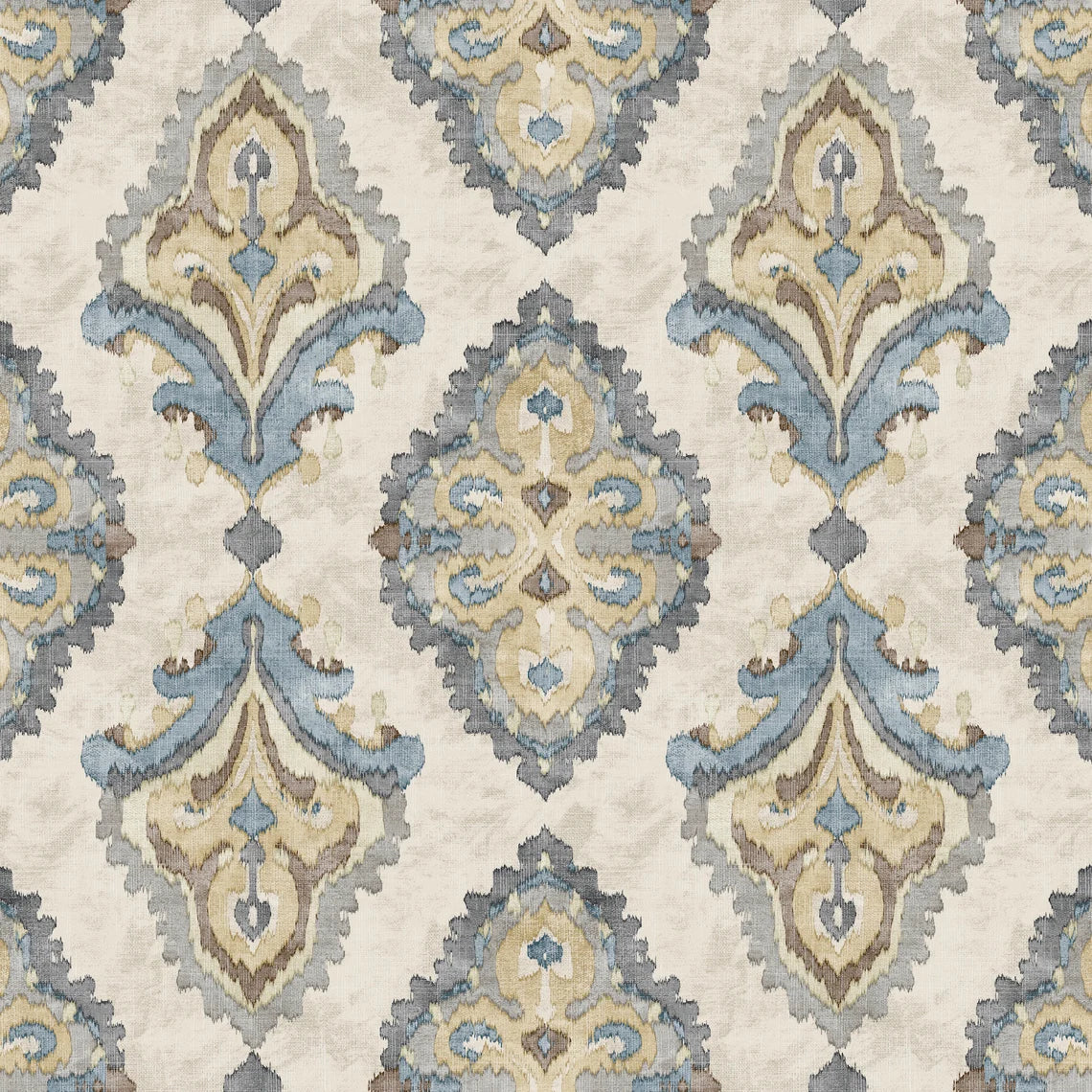 Back Tab Curtain Panels Pair in Queen Harbor Blue Medallion Watercolor- Large Scale