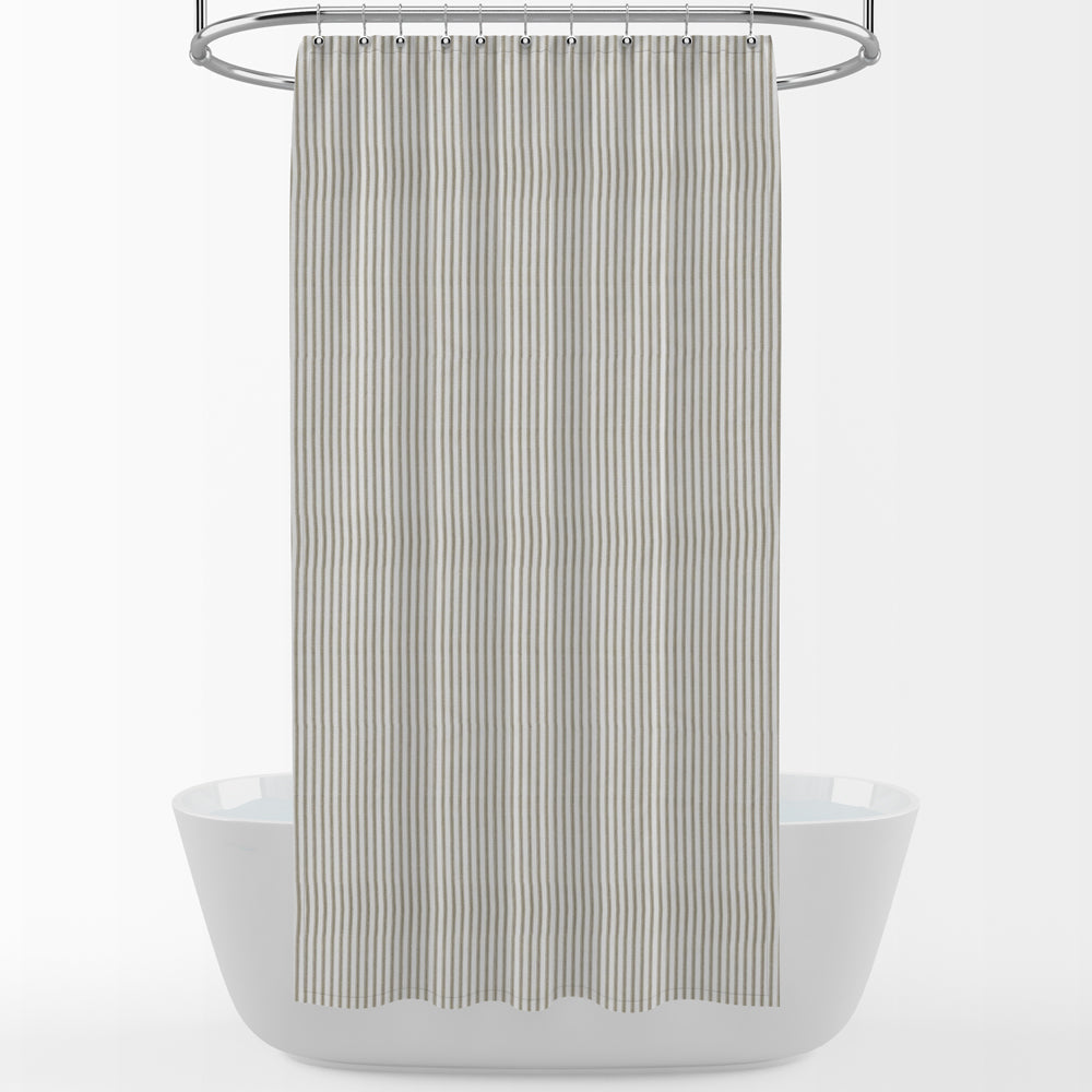 Stall (Narrow) Shower Curtain in Berlin Driftwood Brown Ticking Stripe