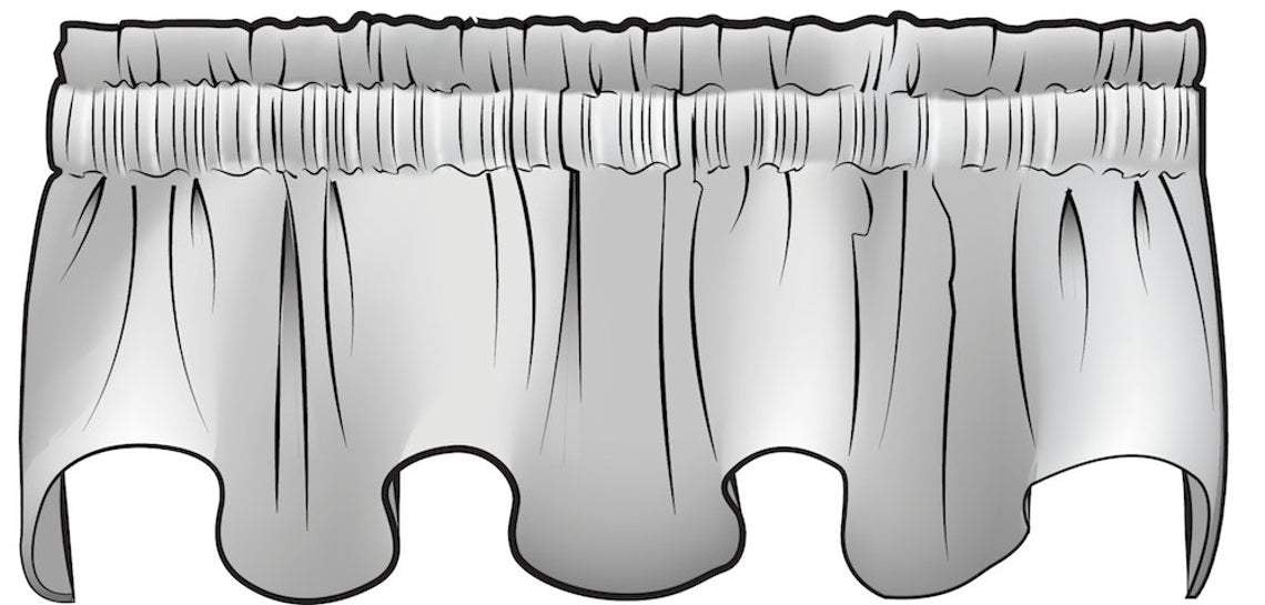 Scalloped Valance in Wayward Natural Bird Toile
