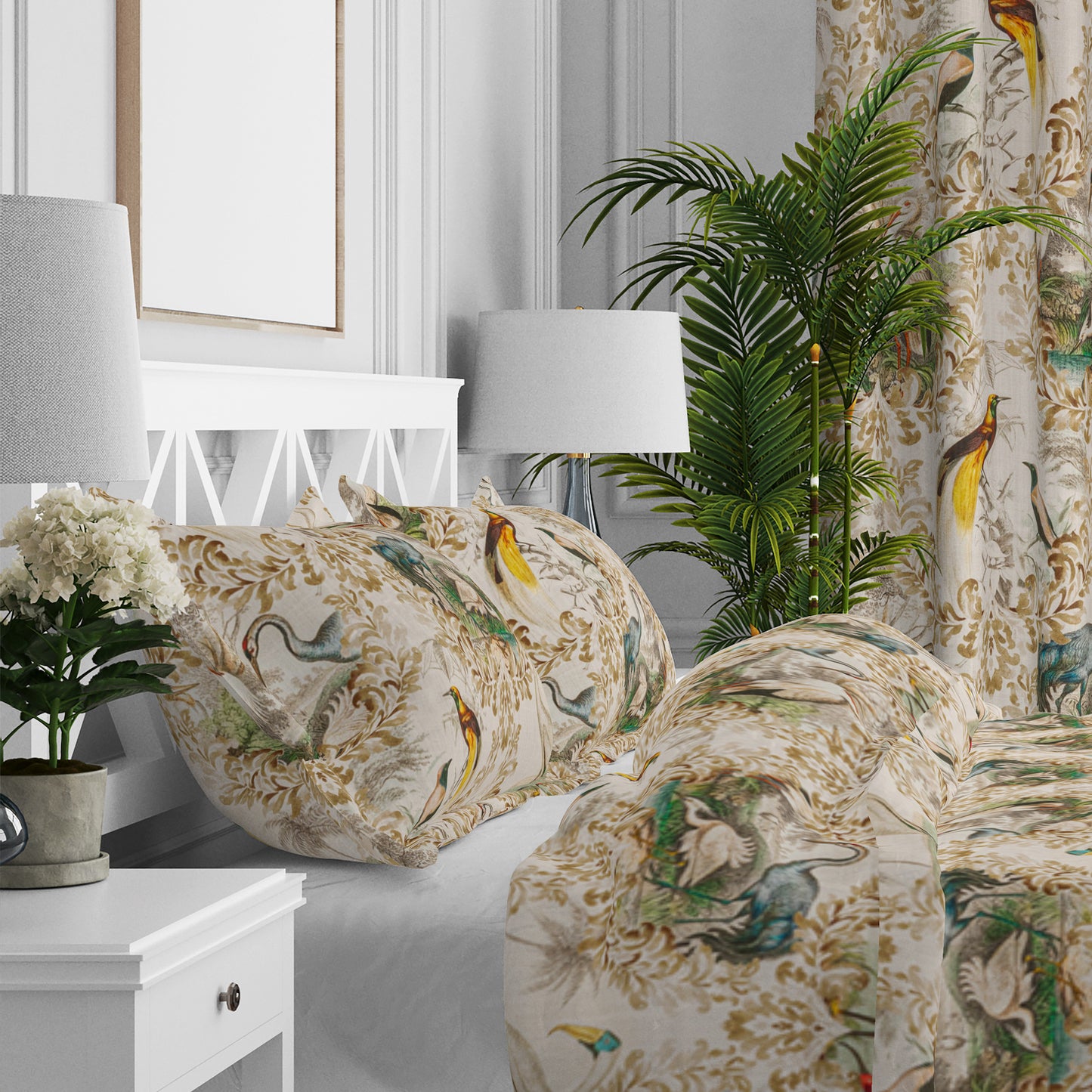 Pillow Sham in Wayward Natural Bird Toile