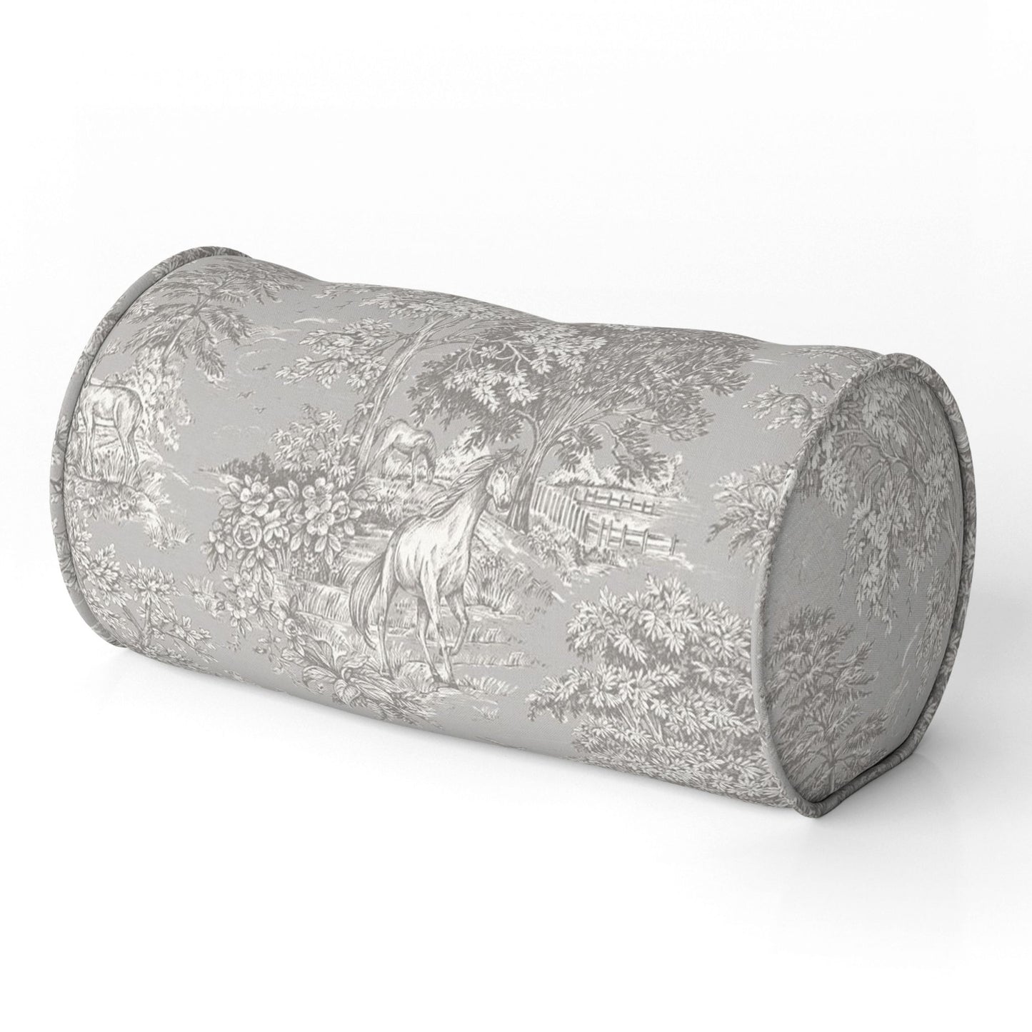 Decorative Pillows in Yellowstone Dove Blue Gray Country Toile- Horses, Deer, Dogs- Large Scale