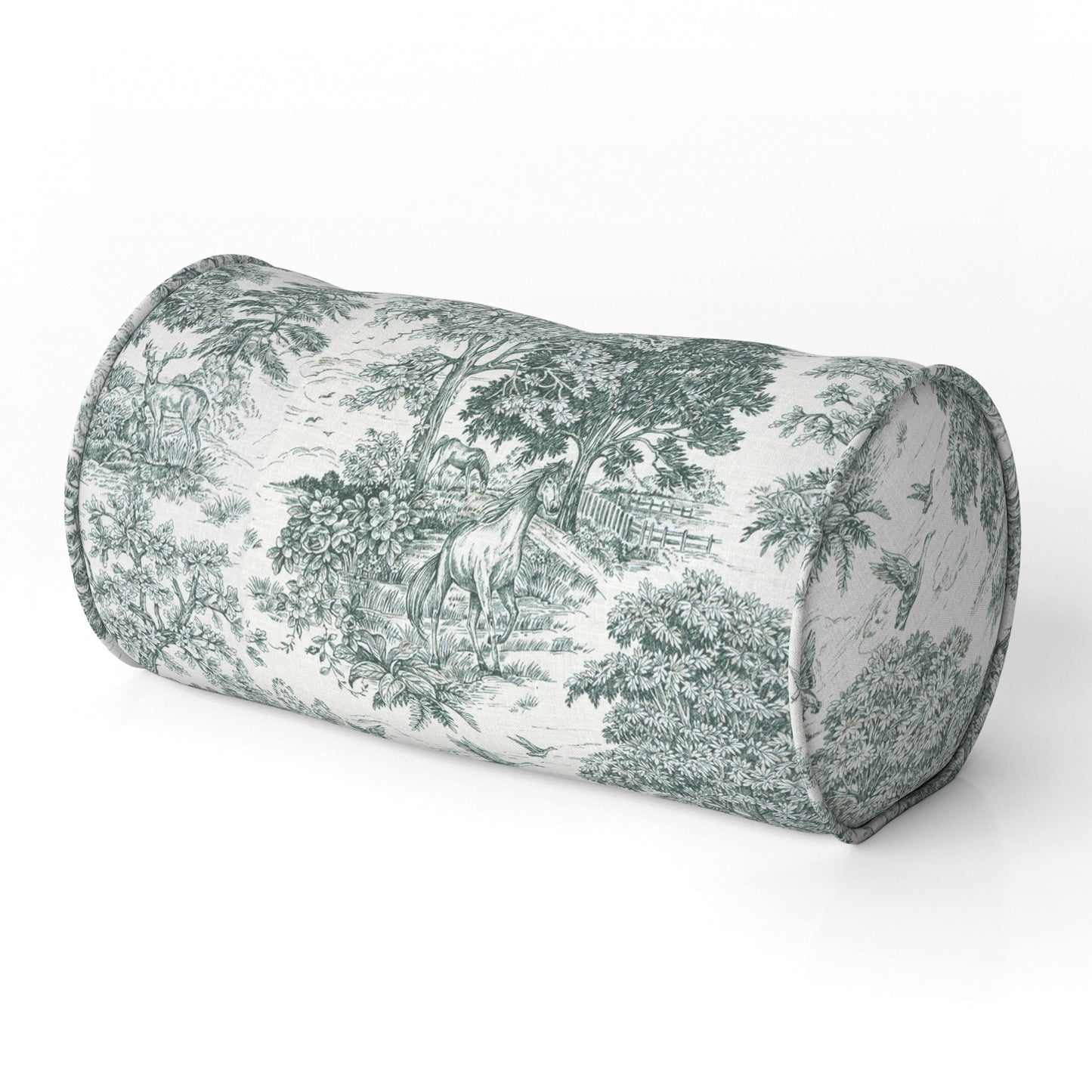 Decorative Pillows in Yellowstone Classic Green Country Toile- Horses, Deer, Dogs- Large Scale