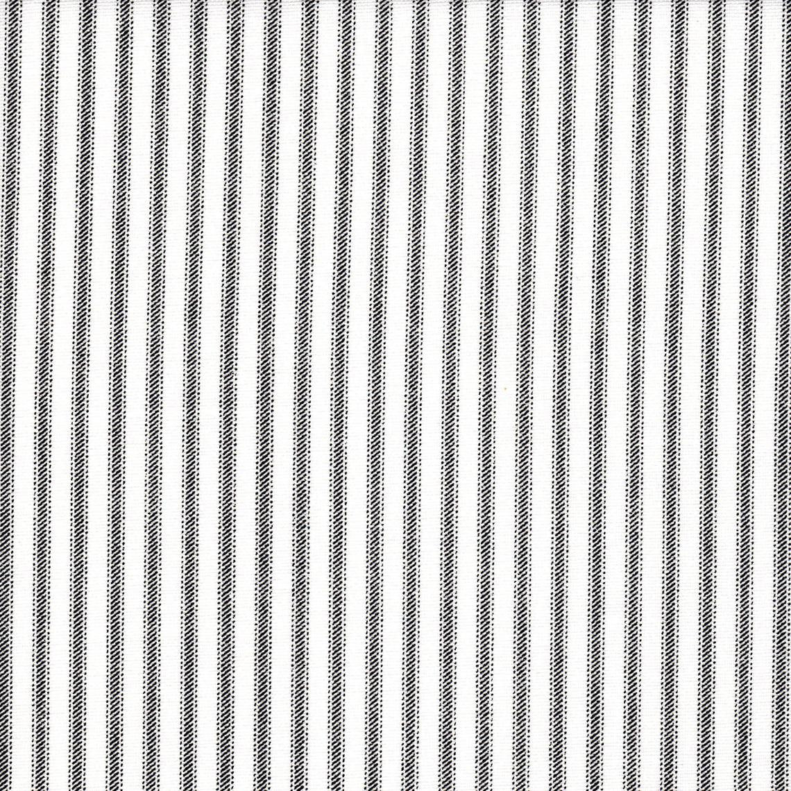 Back Tab Curtain Panels Pair in Classic Black Ticking Stripe on White