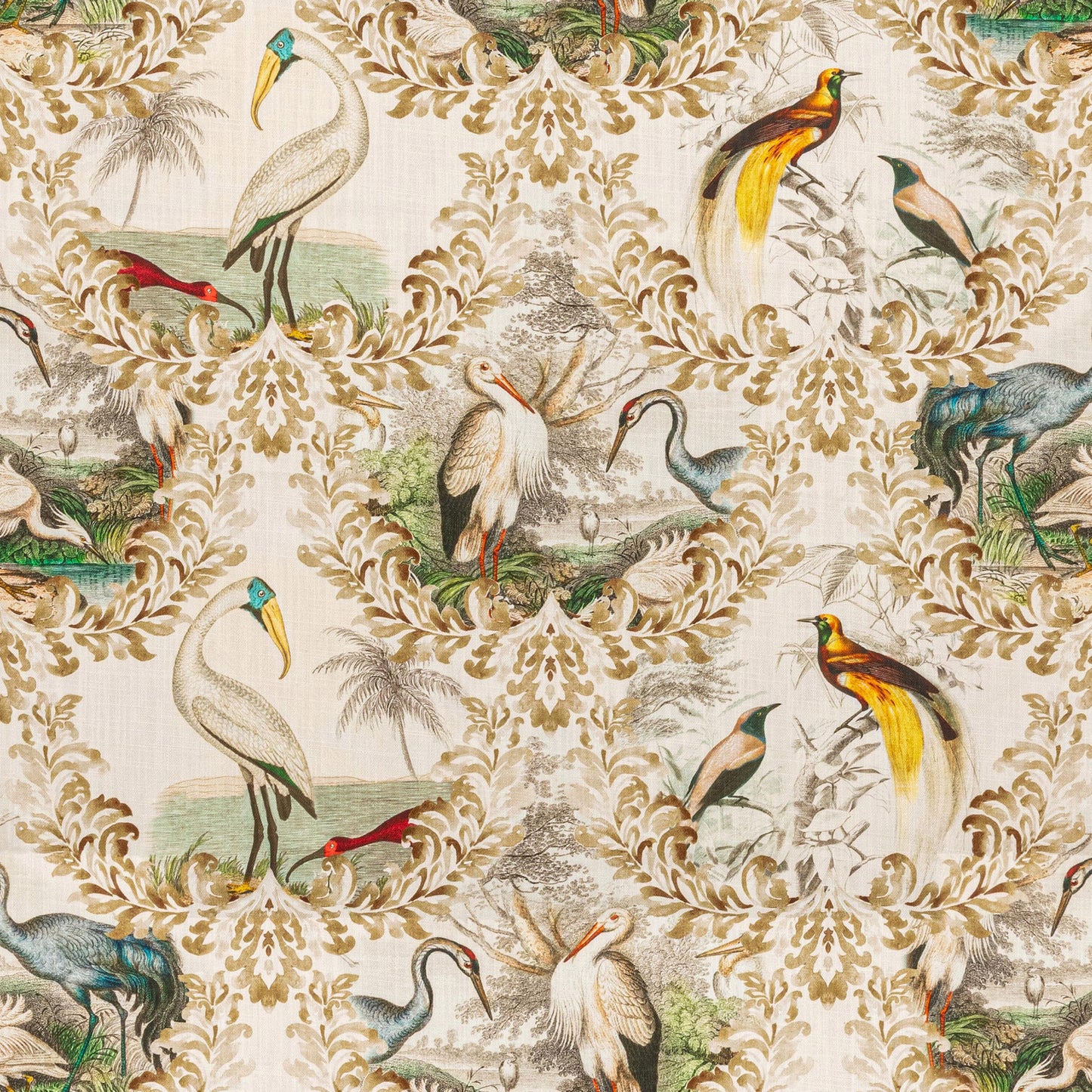 Tailored Bedskirt in Wayward Natural Bird Toile