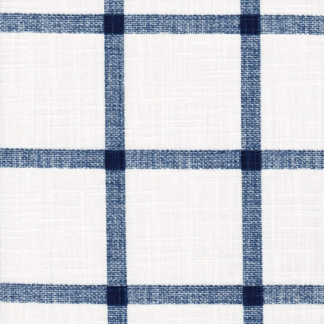 gathered crib skirt in aaron italian denim blue windowpane plaid