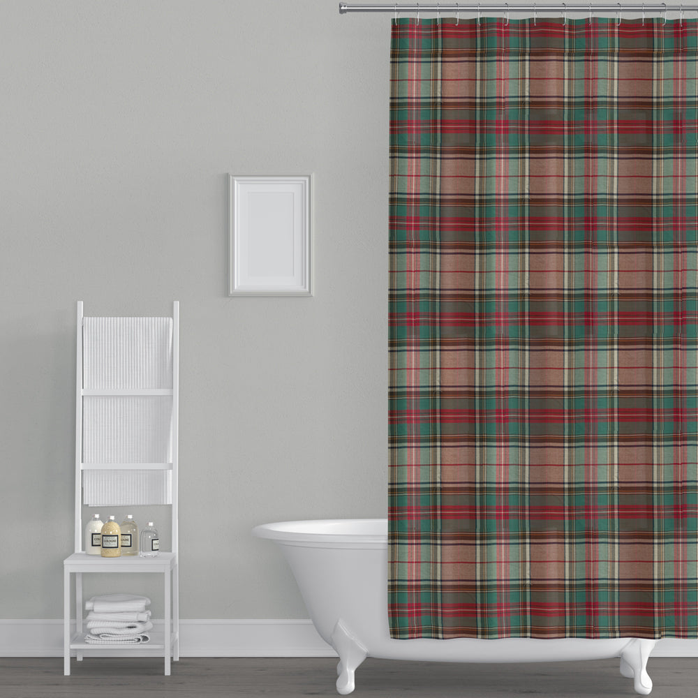 shower curtain in ancient campbell ivy league tartan plaid