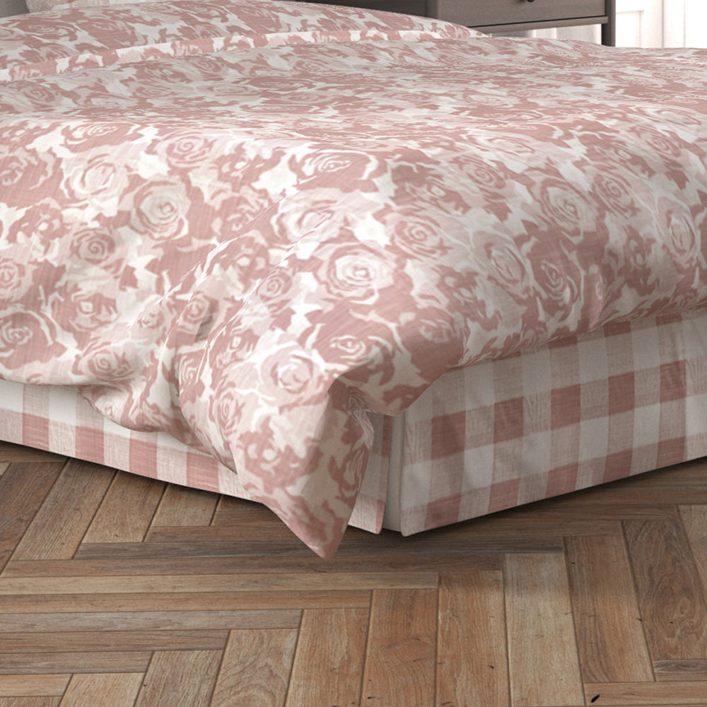 tailored bedskirt in anderson blush buffalo check plaid