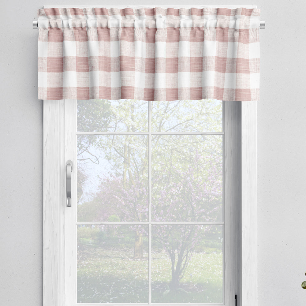 tailored valance in anderson blush buffalo check plaid