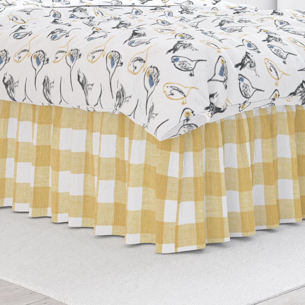 gathered bedskirt in anderson brazilian yellow buffalo check plaid