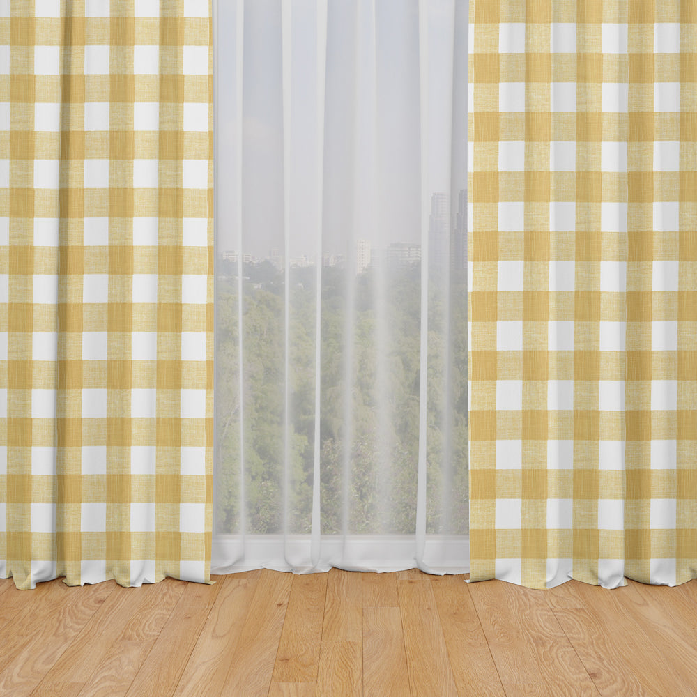rod pocket curtains in anderson brazilian yellow buffalo check plaid