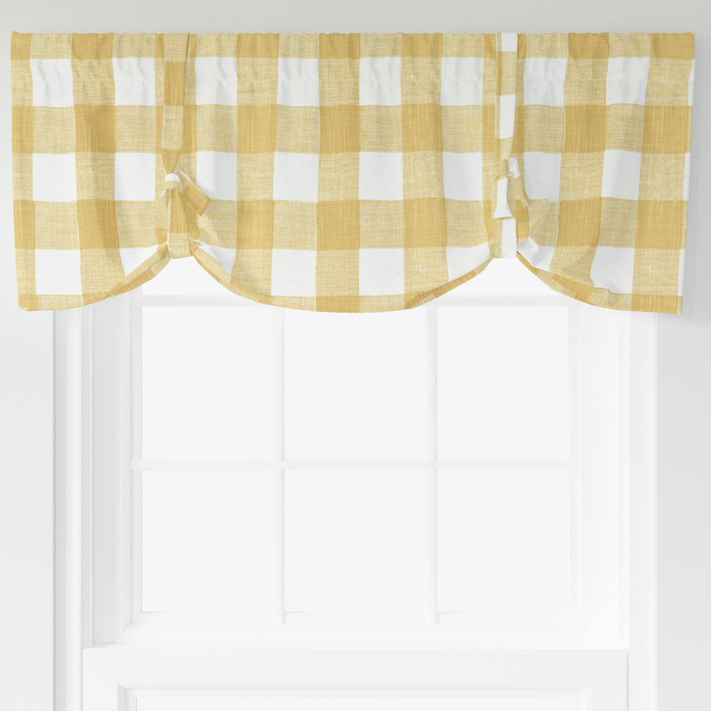 tie-up valance in anderson brazilian yellow buffalo check plaid