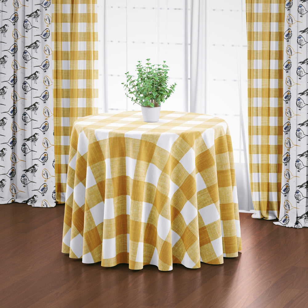 round tablecloth in anderson brazilian yellow buffalo check plaid