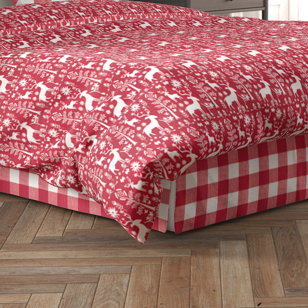 tailored bedskirt in anderson lipstick red buffalo check plaid