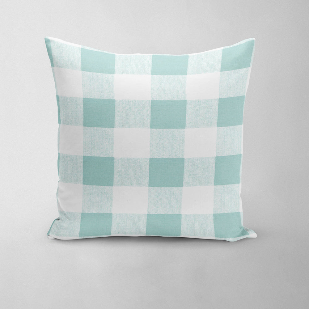 decorative pillows in anderson snowy pale blue-green buffalo check plaid